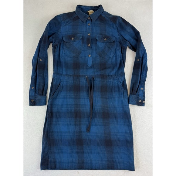 Duluth Trading Co‎ Women's Small Free Swingin' Flannel Dress Blue Plaid Pockets - Picture 1 of 11